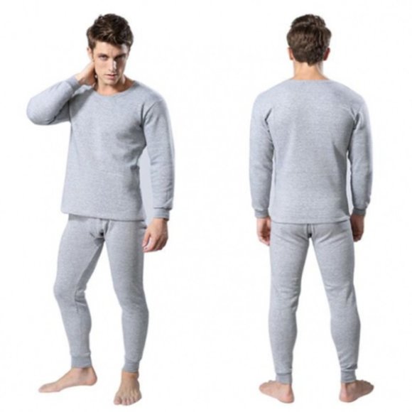 MEN'S 2-PIECE COTTON THERMAL SET WITH SHIRT & PANTS - Picture 3 of 6